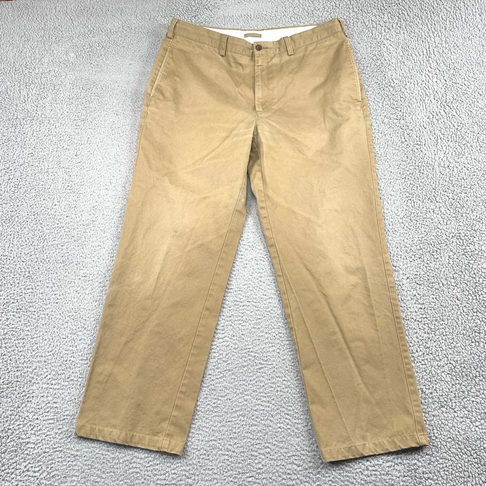 Orvis Chino Pants Mens 38 Brown Ultimate Khaki Flat Front Straight Leg Cotton